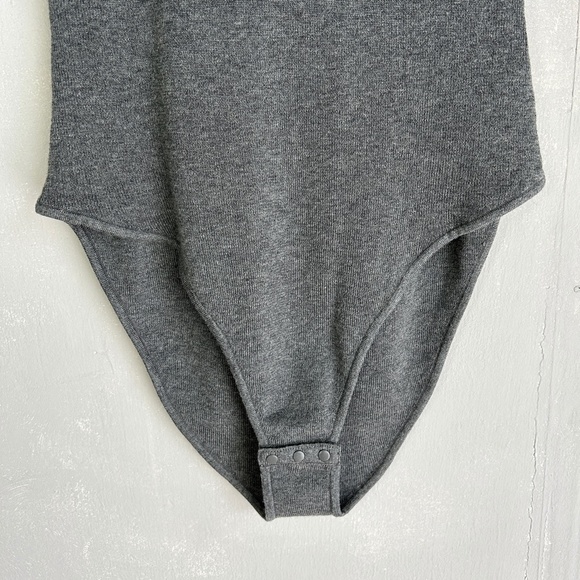 ADAY size M Like a Glove bodysuit high neck short sleeve gray merino wool blend - Picture 5 of 11